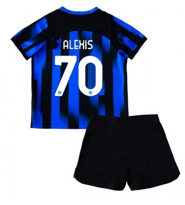 Lacne Dětský Futbalové dres Inter Milan Alexis Sanchez #70 2023-24 Krátky Rukáv - Domáci (+ trenírky)